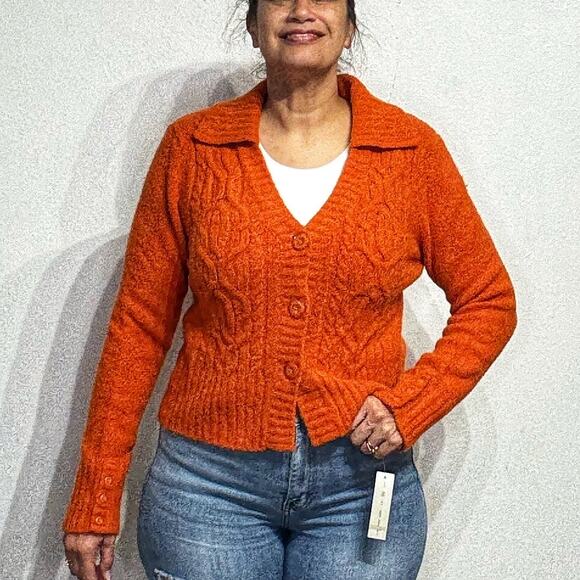 Twiggy Orange Wool Blend Vintage Sweater Sz XL NWT - Picture 1 of 13